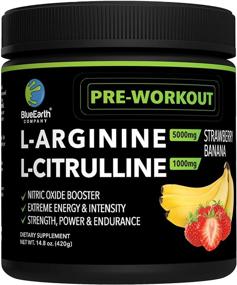 img 4 attached to 🍓 BlueEarth Pre Workout Powder: L-Arginine 5000mg, L-Citrulline 1000mg Supplement for Nitric Oxide Boost - Energize with Creatine, Beta Alanine, Caffeine - Strawberry Banana Flavor - 420g