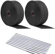 🔥 ants 20pcs ties + 2 rolls x 50ft black motorcycle exhaust heat wrap fiberglass tape - heat shield kit (2 rolls + 20 ties) logo