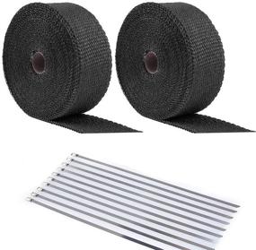 img 4 attached to 🔥 ANTS 20Pcs Ties + 2 Rolls x 50FT Black Motorcycle Exhaust Heat Wrap Fiberglass Tape - Heat Shield Kit (2 Rolls + 20 Ties)