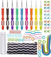 🧶 comfortable crochet hooks set with extra-long soft handle, ergonomic design and 54 pc crochet kit accessories for knitting and crocheting - us standard sizes (9 sizes) logo