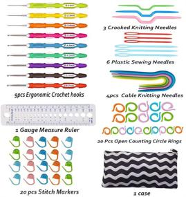 img 2 attached to 🧶 Comfortable Crochet Hooks Set with Extra-Long Soft Handle, Ergonomic Design and 54 Pc Crochet Kit Accessories for Knitting and Crocheting - US Standard Sizes (9 Sizes)