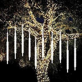 img 1 attached to SHONCO Meteor Shower Raindrop Lights: 50CM 10 Tubes, 540 LED Waterproof Snow Falling Icicle Lights for Outdoor Garden Party Wedding Christmas Tree Patio (White)