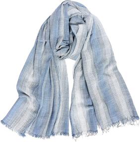 img 4 attached to 🧣 Stylish GERINLY Cotton Linen Scarves: Striped Crinkle Men's Fashion Accessories