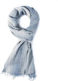 img 2 attached to 🧣 Stylish GERINLY Cotton Linen Scarves: Striped Crinkle Men's Fashion Accessories