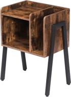 🛏️ hoobro rustic brown nightstand with vertical storage unit, stackable end table for small spaces, 23.6 inch high bedside tables with stable metal frame, easy assembly - bf01bz01 logo