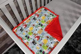 img 2 attached to 🚜 Baby Gear Baby Blankets: Farm Life Animals, Tractor Design, Red Minky - 32x32 Inches