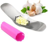 dcou stainless steel garlic press rocker with free silicone tube roller - effortlessly crush garlic and improve your cooking! logo