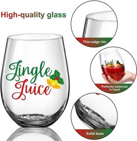 img 1 attached to Christmas Jingle Juice Cups - 17 oz Stemless Wine Glass Bottles with Bells for Men, Women, Friends - Xmas Party, Holiday, Wedding, Birthday Decoration