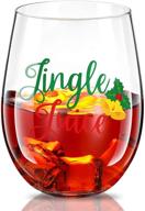 christmas jingle juice cups - 17 oz stemless wine glass bottles with bells for men, women, friends - xmas party, holiday, wedding, birthday decoration logo