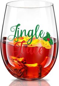 img 4 attached to Christmas Jingle Juice Cups - 17 oz Stemless Wine Glass Bottles with Bells for Men, Women, Friends - Xmas Party, Holiday, Wedding, Birthday Decoration