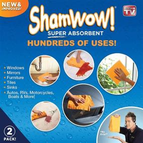 img 1 attached to 🌟 New & Improved ShamWow: Super Absorbent Chamois Towel for Multipurpose Cleaning - Zinc Treated Odor Fibers (2 Pack)
