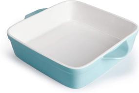 img 4 attached to 🍽️ Sweese 514.102 Porcelain Baking Dish – 8x8 Square Brownie Pan in Turquoise with Double Handle
