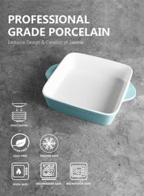 img 3 attached to 🍽️ Sweese 514.102 Porcelain Baking Dish – 8x8 Square Brownie Pan in Turquoise with Double Handle