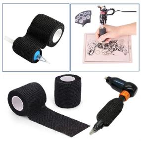 img 2 attached to 🖌️ Autdor Tattoo Grip Cover Wrap - 6Pcs 2" x 5 Yards Disposable Cohesive Tattoo Grip Tape Wrap Black Elastic Bandage Rolls Self-Adherent Tape for Tattoo Machine Grip Tube Accessories, Sports Tape