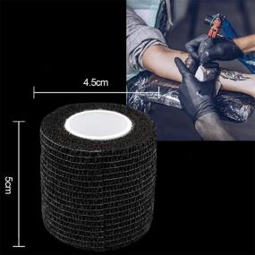 img 1 attached to 🖌️ Autdor Tattoo Grip Cover Wrap - 6Pcs 2" x 5 Yards Disposable Cohesive Tattoo Grip Tape Wrap Black Elastic Bandage Rolls Self-Adherent Tape for Tattoo Machine Grip Tube Accessories, Sports Tape