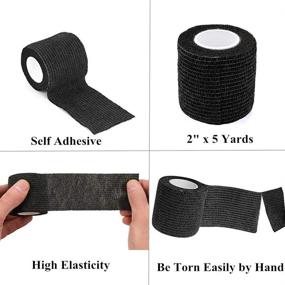 img 3 attached to 🖌️ Autdor Tattoo Grip Cover Wrap - 6Pcs 2" x 5 Yards Disposable Cohesive Tattoo Grip Tape Wrap Black Elastic Bandage Rolls Self-Adherent Tape for Tattoo Machine Grip Tube Accessories, Sports Tape