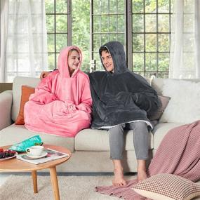 img 3 attached to 🔥 Yescool Wearable Blanket Hoodie: Oversized Sherpa Hooded Blanket Sweatshirt for Ultimate Warmth and Comfort