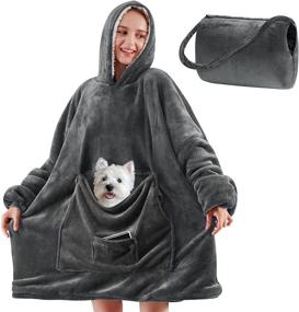 img 4 attached to 🔥 Yescool Wearable Blanket Hoodie: Oversized Sherpa Hooded Blanket Sweatshirt for Ultimate Warmth and Comfort