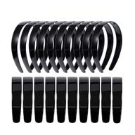 💁 20 pack black plain craft plastic headbands with teeth - trendy 1 inch hard headbands for women and girls logo