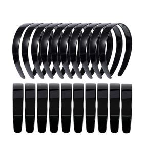 img 3 attached to 💁 20 PACK Black Plain Craft Plastic Headbands with Teeth - Trendy 1 Inch Hard Headbands for Women and Girls