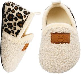 img 1 attached to 👨 XIHALOOK Toddler Boys Girls Cute Slippers: Cozy Microfleece Lining, Non-slip Indoor House Shoes for Kids