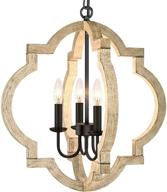 🔴 rustic wood orb pendant chandelier with adjustable chain - adjustable 4-light farmhouse ceiling light for dining room, kitchen, foyer & hallway - vintage chandelier (bulbs not included) логотип