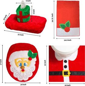 img 3 attached to 3D Winter Theme Santa Claus Toilet Cover Set - Includes Toilet Seat Cover, Rugs, Tank Cover, Toilet Paper Box Cover, and Santa Towel - Xmas Indoor Décor, Party Favors