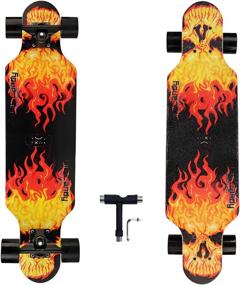 img 4 attached to 🛹 asktom 31 Inch Longboard Skateboard Complete Carving Cruiser for Beginners - Includes T-Tool