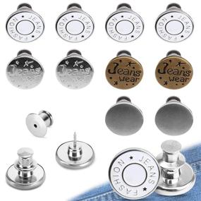 img 4 attached to 👖 10PCS No Sew Button Pins for Jeans, TOOVREN Perfect Fit Instant Button Attacher Detachable Jean Buttons Replacement Pant Button Pin Snap on Buttons for Crafts - Extend or Reduce Pants Waist Size with Ease