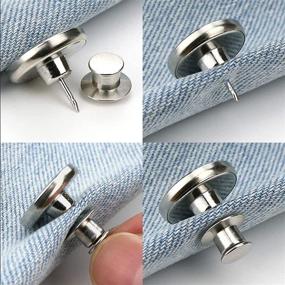 img 2 attached to 👖 10PCS No Sew Button Pins for Jeans, TOOVREN Perfect Fit Instant Button Attacher Detachable Jean Buttons Replacement Pant Button Pin Snap on Buttons for Crafts - Extend or Reduce Pants Waist Size with Ease