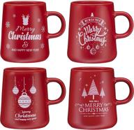 🎄 christmas mug gift set: 16 oz ceramic holiday coffee mugs - funny christmas & new year novelty mugs for diy decorative gifts - set of 4 cups for coffee, tea, latte, cappuccino, and cereal logo