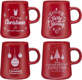 img 4 attached to 🎄 Christmas Mug Gift Set: 16 Oz Ceramic Holiday Coffee Mugs - Funny Christmas & New Year Novelty Mugs for DIY Decorative Gifts - Set of 4 Cups for Coffee, Tea, Latte, Cappuccino, and Cereal