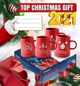 img 3 attached to 🎄 Christmas Mug Gift Set: 16 Oz Ceramic Holiday Coffee Mugs - Funny Christmas & New Year Novelty Mugs for DIY Decorative Gifts - Set of 4 Cups for Coffee, Tea, Latte, Cappuccino, and Cereal