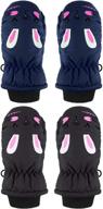 top-rated 2 pairs of waterproof child ski gloves: toddlers snow mittens for boys and girls logo