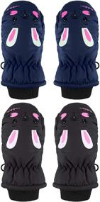 img 4 attached to Top-Rated 2 Pairs of Waterproof Child Ski Gloves: Toddlers Snow Mittens for Boys and Girls