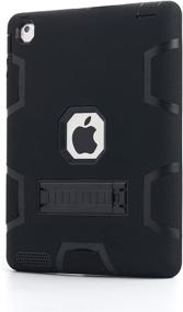 img 4 attached to 📱 iPad 2/3/4 Case: AICase Kickstand Shockproof Heavy Duty Rubber Protective Case - Black
