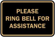 signs bylita classic framed please ring bell for assistance sign (black/gold) - small logo