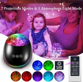 img 3 attached to 🌊 Enhance Your Night with the Bluetooth Ocean Wave Projector Lamp - 7 Color Mode, 8 Built-in Music, Timer & Remote Control LED Projector Night Lights - Ideal Gift for Baby, Kids, and Children