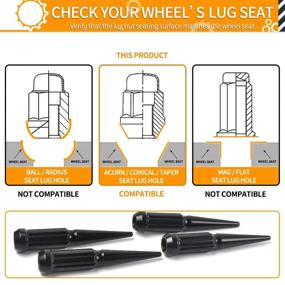 img 2 attached to 🔧 24шт Чёрные Гайки колёсные MIKKUPPA M14x1.5 с шипами - Гайки колёсные 14ммx1.5, Высота 4.4" с резиновыми заглушками и 1 заменяемым ключом-головкой для Chevrolet Silverado 1500 2500 3500, F-150 F-250 F-350