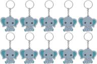 🐘 discover 20 blue baby elephant keychains for elephant themed party favors - perfect for boys' birthday party supplies, baby shower celebrations, kid's toy ornament souvenirs logo