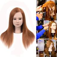 💇 professional cosmetology mannequin head for braiding, 100% human hair, auburn brown, 16 inches - hairdresser's manikin head (stand not included) logo