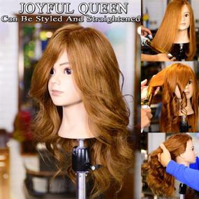 img 2 attached to 💇 Professional Cosmetology Mannequin Head for Braiding, 100% Human Hair, Auburn Brown, 16 Inches - Hairdresser's Manikin Head (Stand Not Included)