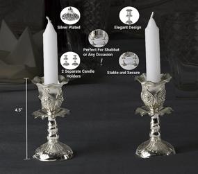 img 3 attached to Silver Plated Candlesticks – 2 Pack Set of Ner Mitzvah: Ornate 4 Inch Candle Holders with Round Base and Floral Design