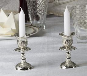 img 2 attached to Silver Plated Candlesticks – 2 Pack Set of Ner Mitzvah: Ornate 4 Inch Candle Holders with Round Base and Floral Design