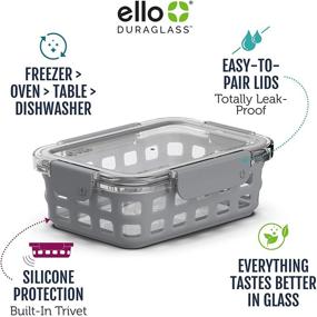 img 1 attached to Ello DuraGlass Glass Food Storage Containers with Airtight Lid and Silicone 🍽️ Sleeve - 5 Cup Capacity in Midnight Hue for Meal Prep and More!