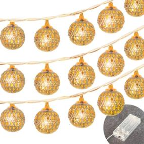 img 3 attached to 10 Ft 20 LED Moroccan Globe Fairy String Lights by Betus - Battery 🌟 Powered Waterproof Party Hanging Lights for Christmas, Garden, Porch, Patio, Indoor Wedding Decor - Warm White