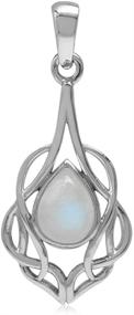 img 4 attached to Natural Moonstone Sterling Solitaire Pendant Women's Jewelry