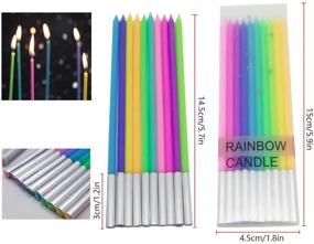 img 3 attached to 🎂 IronBuddy 30 Count Long Thin Metallic Birthday Cake Candles with Holders - Rainbow Color-2. Ideal for Party, Wedding, and Cake Decorations.