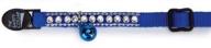 🐱 blue 3/8-inch meow town nylon cat collar with rhinestones logo