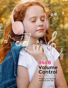 img 3 attached to 🎧 USB C Adapter Kids Headphones: Pink Wired Over-Ear Earphones with Volume Limit, Adjustable Headband - Ideal for Girls, Women, Children, Toddlers, Teens - Perfect for School, Travel, Home Studying